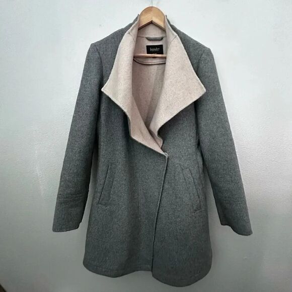 LAUNDRY BY SHELLI SEGAL | Wool Blend Wrap Trench Coat Gray Nude Belt | Small - Picture 1 of 10